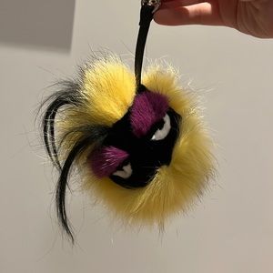 Fendi fox goat mink fur monster bag bug in yellow
